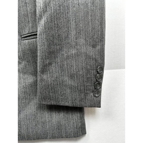 Yves Saint Laurent Blazer Mens 40R Wool Gray Pinstripe Double Breasted France - Picture 11 of 14